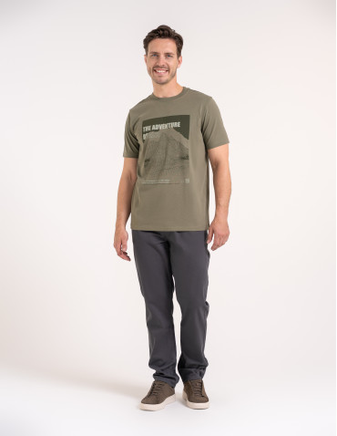 Koszulki z krótkim rękawem - Męska koszulka bawełniana casualowa z nadrukiem KHAKI - produkt 3