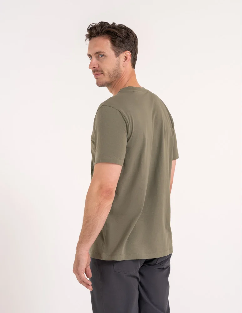 Koszulki z krótkim rękawem - Męska koszulka bawełniana casualowa z nadrukiem KHAKI - produkt moraj.pl 4