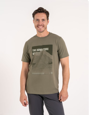 Koszulki z krótkim rękawem - Męska koszulka bawełniana casualowa z nadrukiem KHAKI - produkt 5
