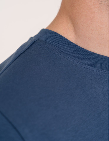 Koszulki z krótkim rękawem - T-shirt męski bawełniany 100% z krótkim rękawem koszulka casual GRANATOWY - produkt 4