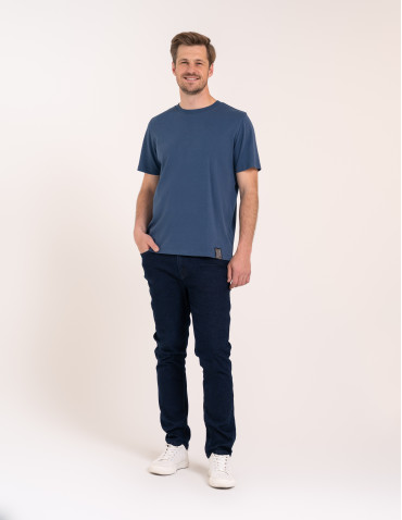 Koszulki z krótkim rękawem - T-shirt męski bawełniany 100% z krótkim rękawem koszulka casual GRANATOWY - produkt 5