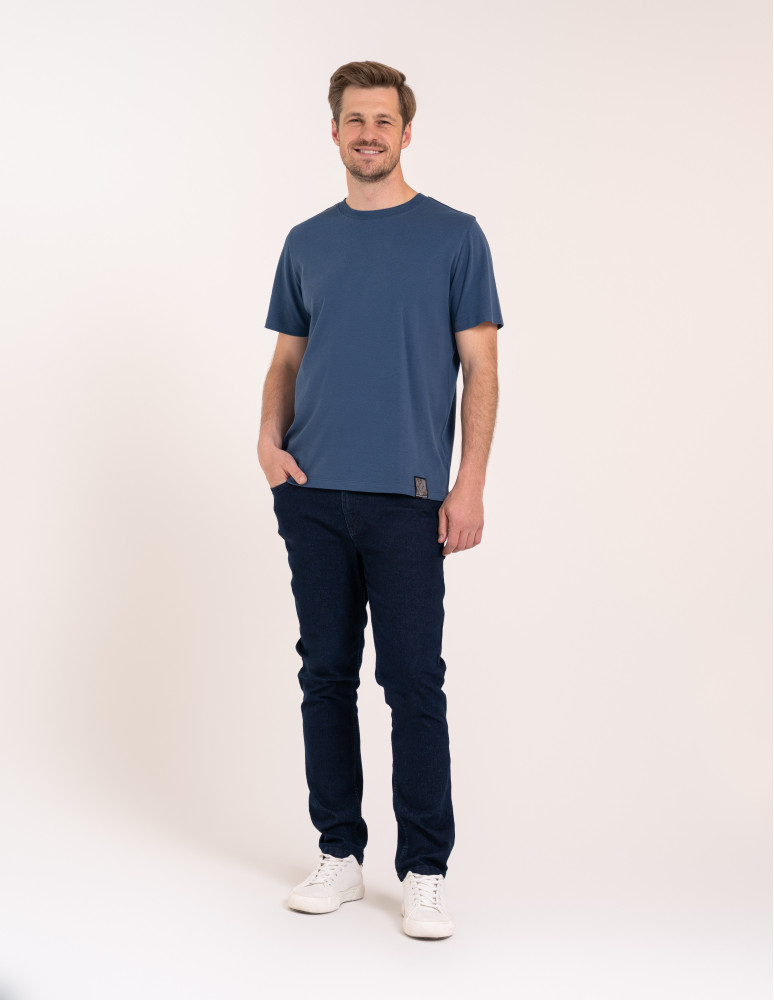 Koszulki z krótkim rękawem - T-shirt męski bawełniany 100% z krótkim rękawem koszulka casual GRANATOWY  - produkt moraj.pl 5