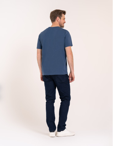 Koszulki z krótkim rękawem - T-shirt męski bawełniany 100% z krótkim rękawem koszulka casual GRANATOWY - produkt 7