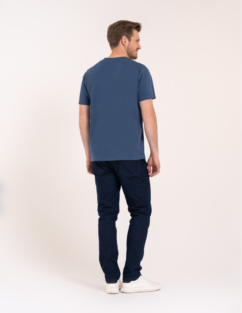 Koszulki z krótkim rękawem - T-shirt męski bawełniany 100% z krótkim rękawem koszulka casual GRANATOWY  - produkt moraj.pl 7