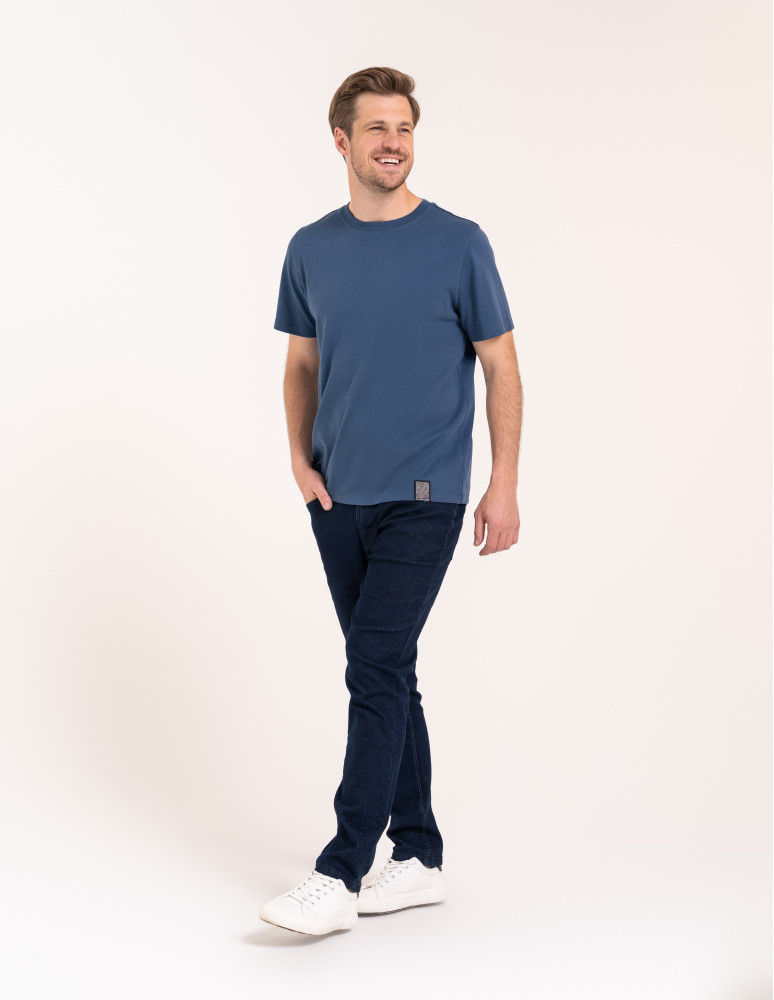 Koszulki z krótkim rękawem - T-shirt męski bawełniany 100% z krótkim rękawem koszulka casual GRANATOWY  - produkt moraj.pl 8