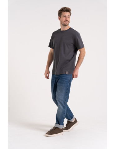 T-shirt męski bawełniany 100% z krótkim rękawem koszulka casual - CIEMNY SZARY - produkt 2