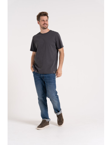 Koszulki z krótkim rękawem - T-shirt męski bawełniany 100% z krótkim rękawem koszulka casual CIEMNY SZARY - produkt 5