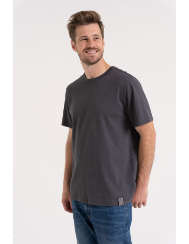 T-shirt męski bawełniany 100% z krótkim rękawem koszulka casual - CIEMNY SZARY