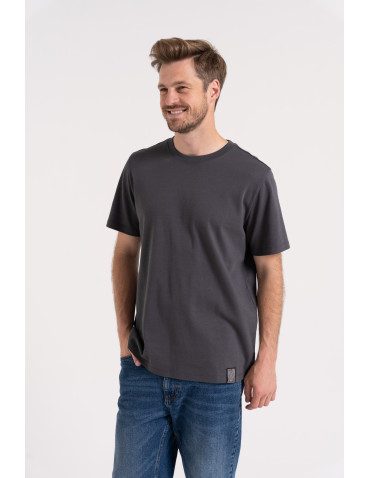 Koszulki z krótkim rękawem - T-shirt męski bawełniany 100% z krótkim rękawem koszulka casual CIEMNY SZARY - produkt 7