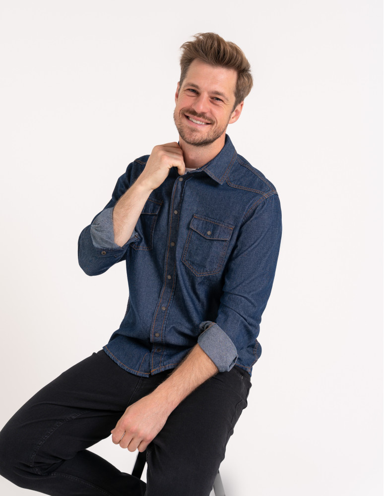 Koszula męska jeansowa denim klasyczna JEANS
