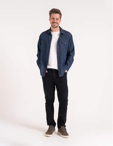 Koszula męska jeansowa denim klasyczna - JEANS  - produkt 2