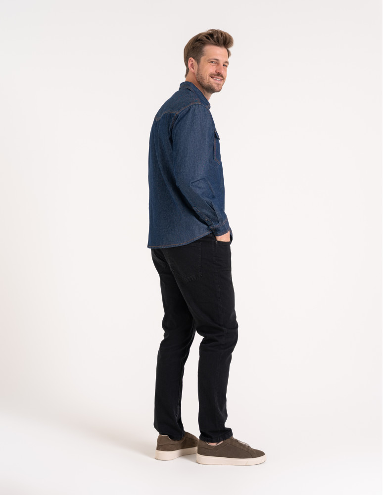 Mężczyzna - Koszula męska jeansowa denim klasyczna JEANS  - produkt moraj.pl 3