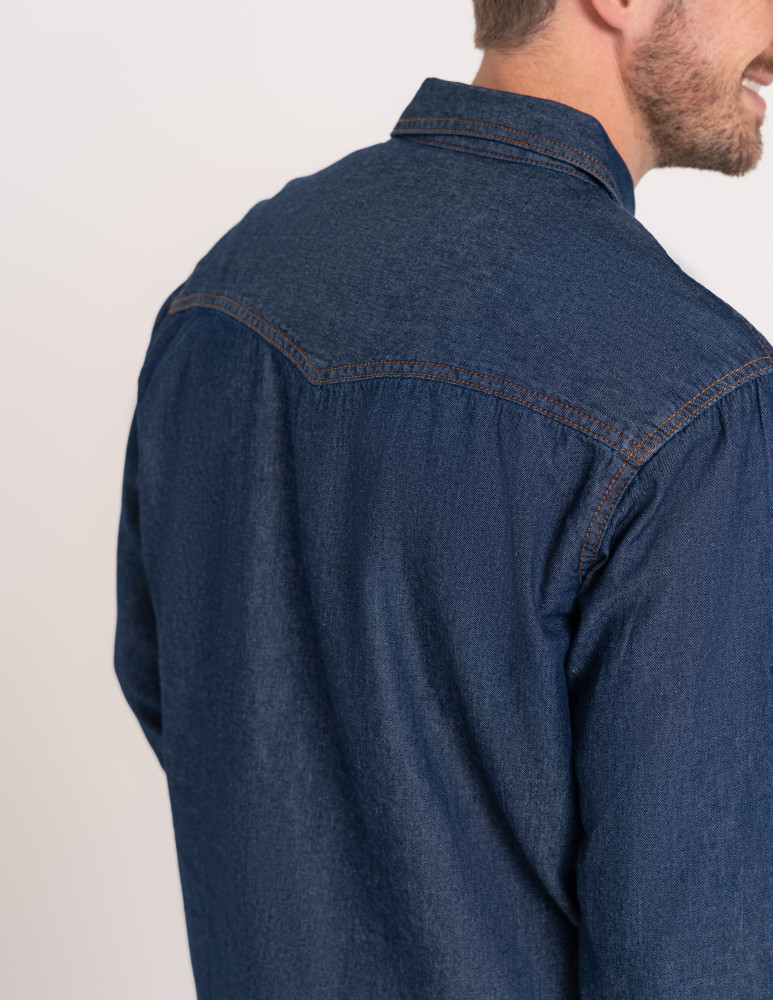 Mężczyzna - Koszula męska jeansowa denim klasyczna JEANS  - produkt moraj.pl 5