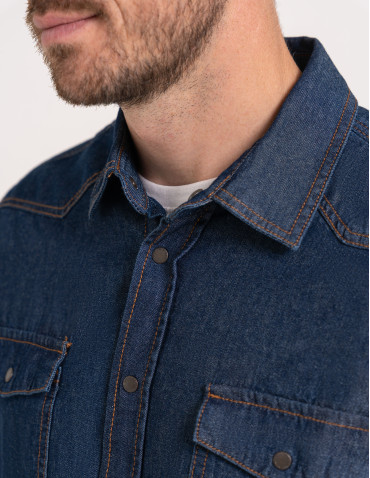 Mężczyzna - Koszula męska jeansowa denim klasyczna JEANS - produkt 6
