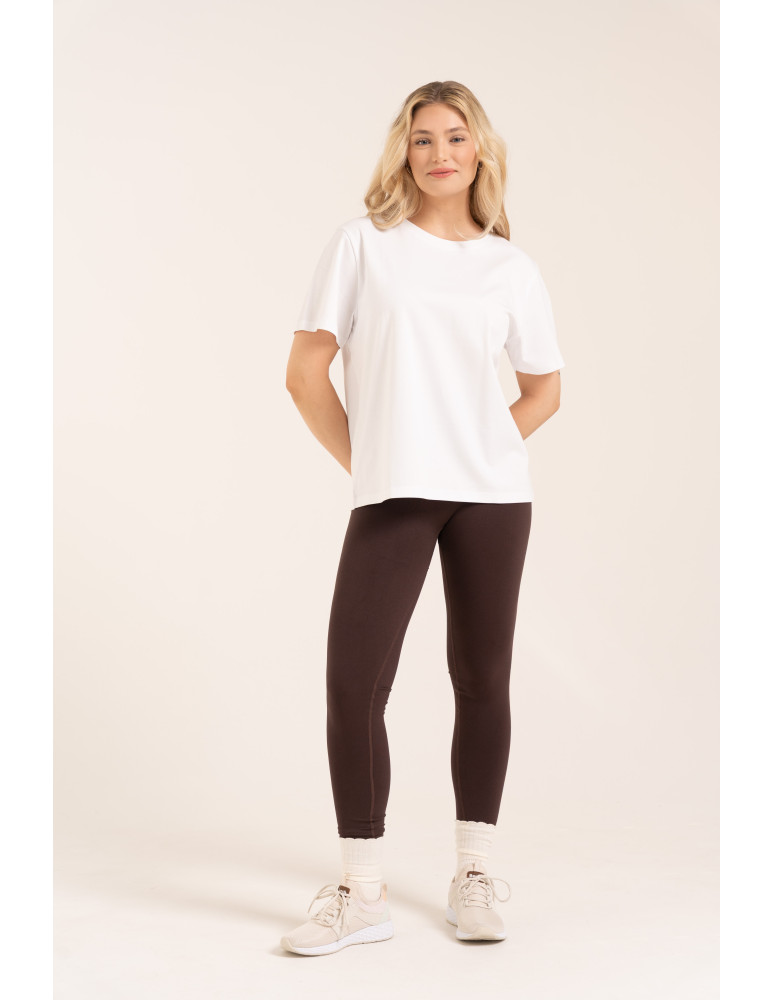 Legginsy z wysokim stanem - Leginsy damskie bezszwowe z wysokim stanem prążkowane getry kryjące sportowe BRĄZOWY - produkt moraj.pl 3
