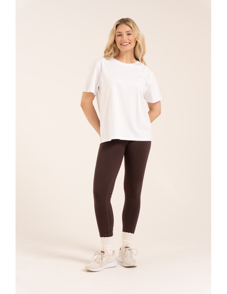Legginsy z wysokim stanem - Leginsy damskie bezszwowe z wysokim stanem prążkowane getry kryjące sportowe BRĄZOWY - produkt moraj.pl 6