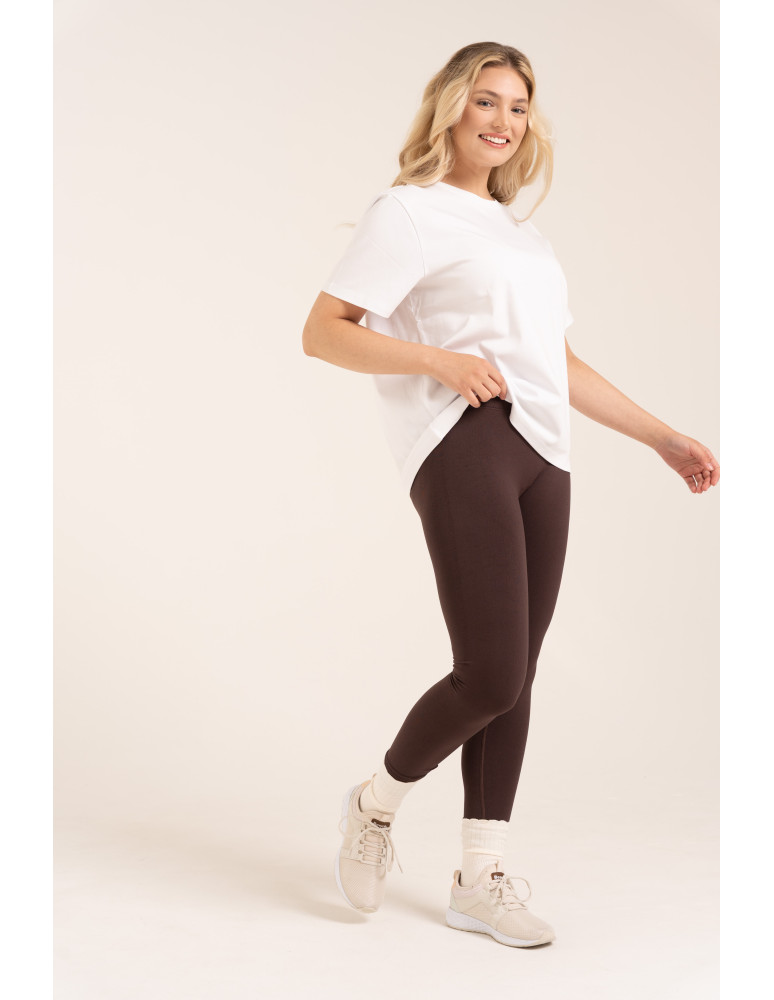 Legginsy z wysokim stanem - Leginsy damskie bezszwowe z wysokim stanem prążkowane getry kryjące sportowe BRĄZOWY - produkt moraj.pl 7