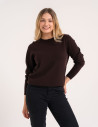 Sweter damski 100% wełniany miękki w dotyku klasyczny fason z okrągłym dekoltem FIOLETOWY