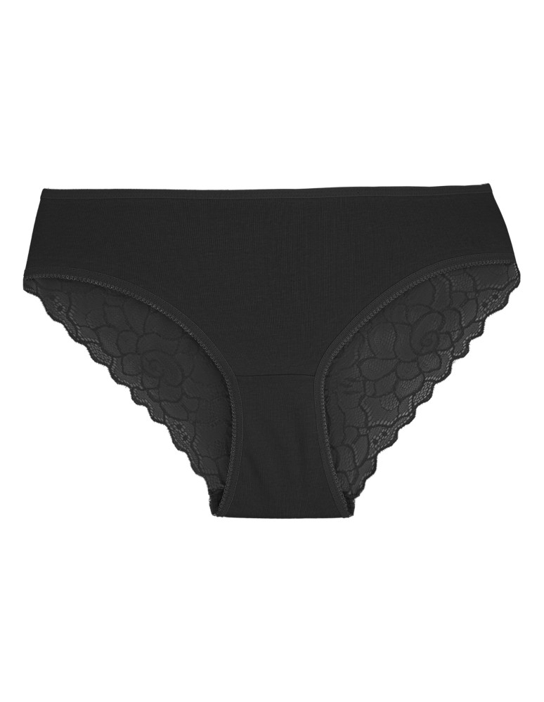 Majtki figi - Figi damskie bikini bawełniane z koronką majtki gładkie z koronkowym tyłem 3-pak WIELOKOLOROWY  - produkt moraj.pl 4