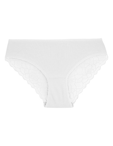 Majtki figi - Figi damskie bikini bawełniane z koronką majtki gładkie z koronkowym tyłem 3-pak WIELOKOLOROWY - produkt 5