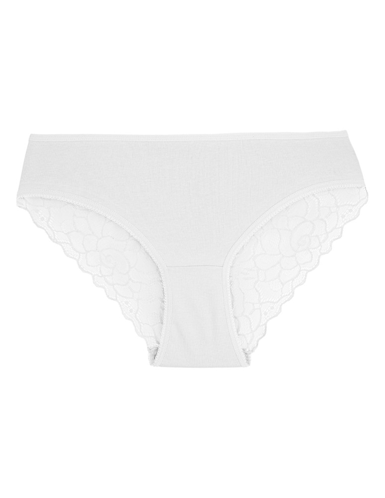 Majtki figi - Figi damskie bikini bawełniane z koronką majtki gładkie z koronkowym tyłem 3-pak WIELOKOLOROWY  - produkt moraj.pl 5