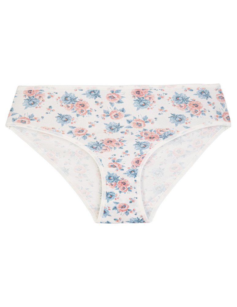 Majtki figi - Wygodne majtki damskie bikini bawełniane prążkowane figi w kwiatowe wzory 4-pak WIELOKOLOROWY  - produkt moraj.pl 2