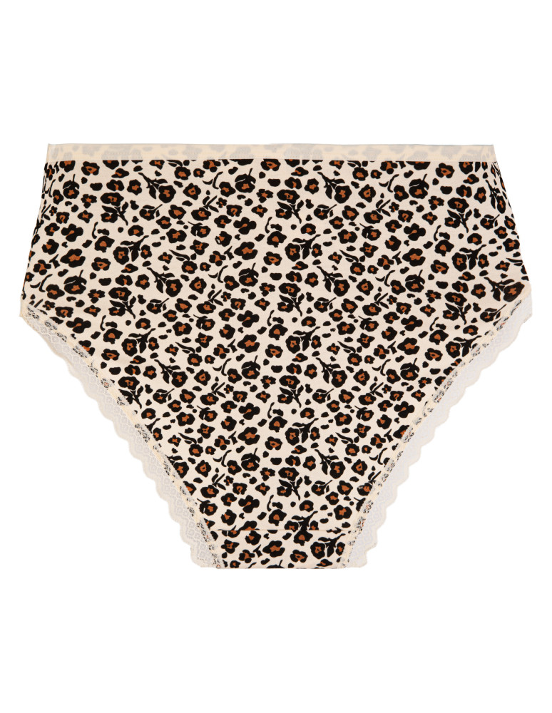 Majtki z wysokim stanem - Figi damskie maxi bikini bawełniane wzorzyste majtki z koronką i wyższym stanem 5-pak WIELOKOLOROWY  - produkt moraj.pl 3
