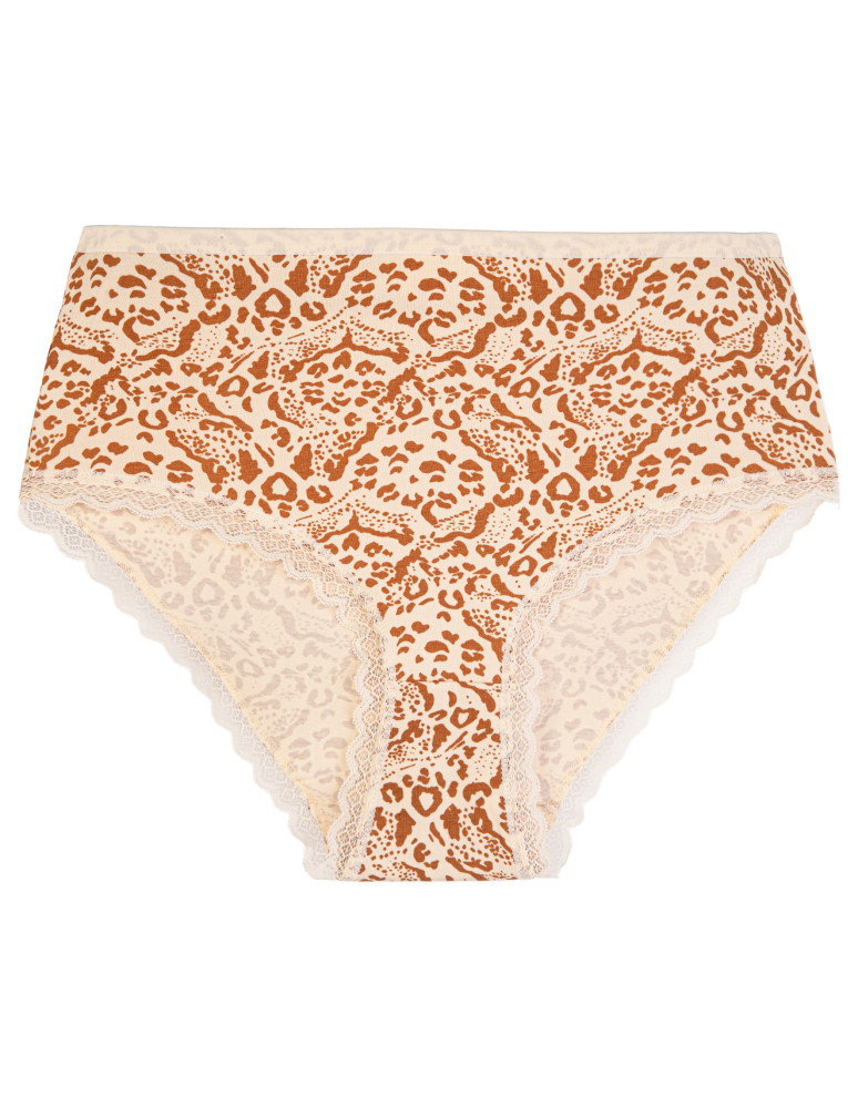 Majtki z wysokim stanem - Figi damskie maxi bikini bawełniane wzorzyste majtki z koronką i wyższym stanem 5-pak WIELOKOLOROWY  - produkt moraj.pl 4