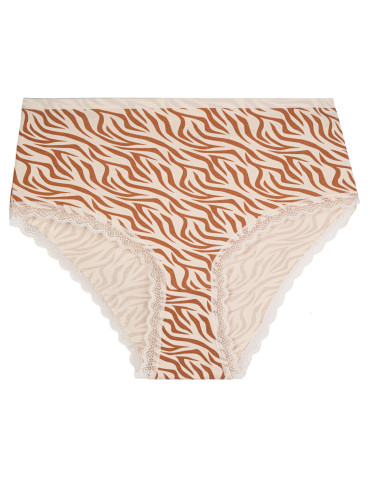Majtki z wysokim stanem - Figi damskie maxi bikini bawełniane wzorzyste majtki z koronką i wyższym stanem 5-pak WIELOKOLOROWY - produkt 6