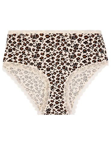 Figi damskie maxi bikini bawełniane wzorzyste majtki z koronką i wyższym stanem 5-pak - WIELOKOLOROWY - produkt 2