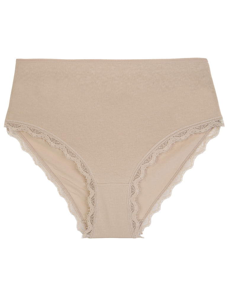 Majtki z wysokim stanem - Figi damskie maxi bikini bawełniane w panterkę majtki z koronkowym wykończeniem 3-pak WIELOKOLOROWY  - produkt moraj.pl 4