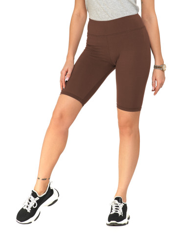 Legginsy damskie - Legginsy damskie wysoki stan typu kolarka peach touch BRĄZOWY - produkt 1