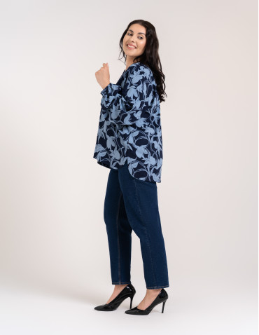 Bluzki z długim rękawem - Elegancka bluzka damska z wiskozy 100% o kroju oversize z długim rękawem WZÓR 1 - produkt 8