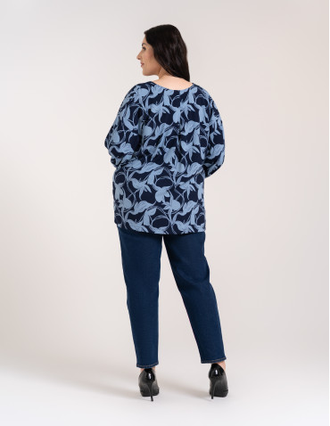 Bluzki z długim rękawem - Elegancka bluzka damska z wiskozy 100% o kroju oversize z długim rękawem WZÓR 1 - produkt 16