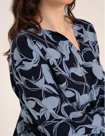Bluzki z długim rękawem - Elegancka bluzka damska z wiskozy 100% o kroju oversize z długim rękawem WZÓR 1 - produkt 20