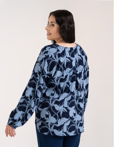Bluzki z długim rękawem - Elegancka bluzka damska z wiskozy 100% o kroju oversize z długim rękawem WZÓR 1 - produkt 22