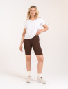 Legginsy kolarki damskie w prążek wysoki stan BRĄZOWY