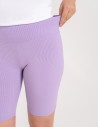 Legginsy kolarki damskie w prążek wysoki stan FIOLETOWY
