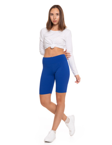 Legginsy damskie - Legginsy kolarki damskie w prążek wysoki stan CIEMNY NIEBIESKI - produkt 3