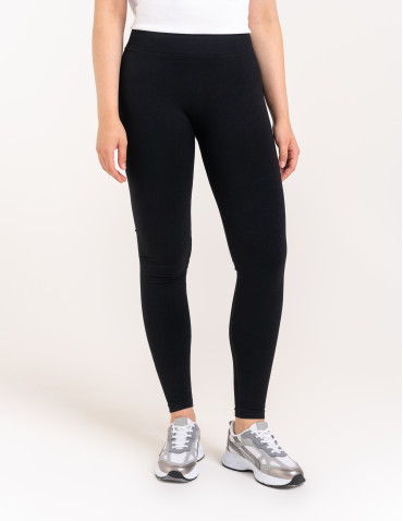 Legginsy z wysokim stanem - Leginsy damskie bezszwowe z wysokim stanem prążkowane getry kryjące sportowe CZARNY - produkt 2