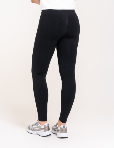 Legginsy z wysokim stanem - Leginsy damskie bezszwowe z wysokim stanem prążkowane getry kryjące sportowe CZARNY - produkt 4