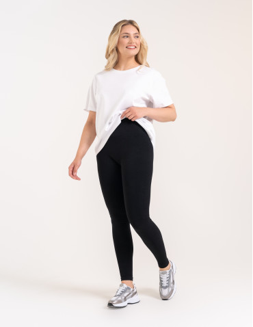 Legginsy z wysokim stanem - Leginsy damskie bezszwowe z wysokim stanem prążkowane getry kryjące sportowe CZARNY - produkt 7