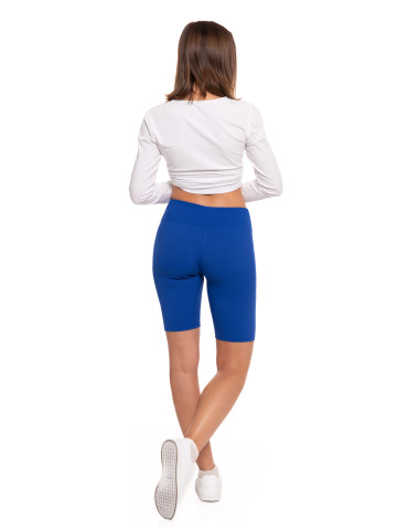 Legginsy damskie - Legginsy kolarki damskie w prążek wysoki stan CIEMNY NIEBIESKI - produkt 5