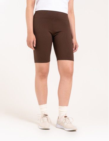 Legginsy damskie - Legginsy kolarki damskie w prążek wysoki stan BRĄZOWY - produkt 5