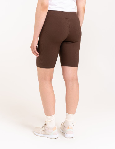 Legginsy damskie - Legginsy kolarki damskie w prążek wysoki stan BRĄZOWY - produkt 7