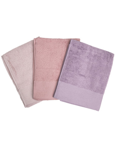 Kąpielowe - Ręcznik łazienkowy bawełniany 50x100 cm miękki i chłonny z żakardową bordiurą lurex RÓŻOWY - produkt 4