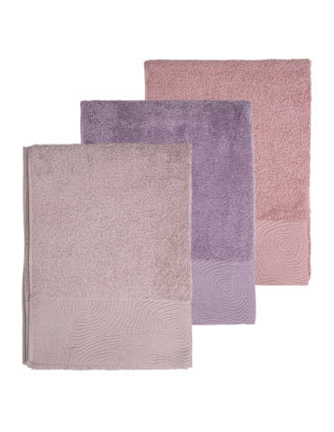 Kąpielowe - Ręcznik łazienkowy bawełniany 50x100 cm miękki i chłonny z żakardową bordiurą lurex RÓŻOWY - produkt 3