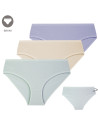 Figi damskie bikini bawełniane klasyczne gładkie w pastelowych kolorach 3-pak WIELOKOLOROWY