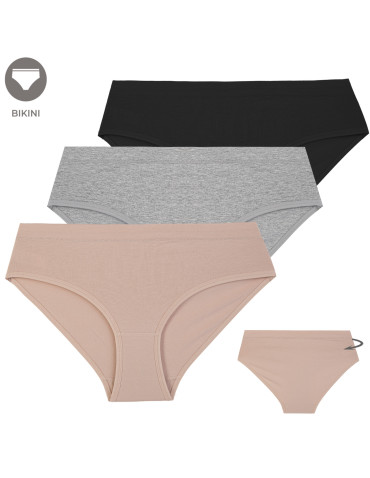 Figi damskie bikini bawełniane klasyczne gładkie majtki basic 3-pak