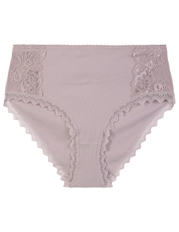 Figi damskie maxi bikini prążkowane majtki z wysokim stanem z koronkową wstawką 3-pak  - produkt 2